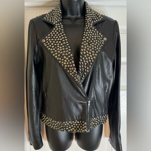 Sheri Bodell Studded Black Lambskin Leather Jacket